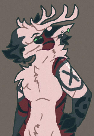 Digital art of a coloured halfbody of a handsome deer,